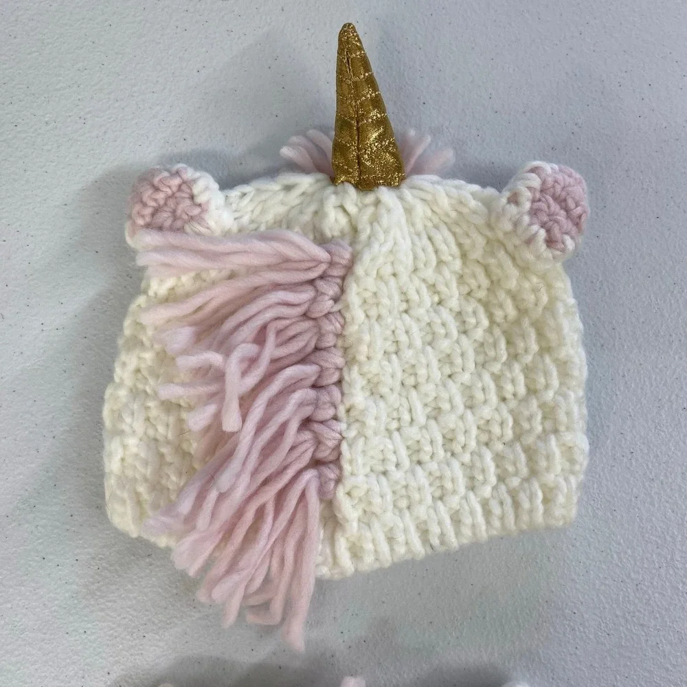 Cloud Island baby‎ white pink crocheted soft unicorn matching set costume outfit